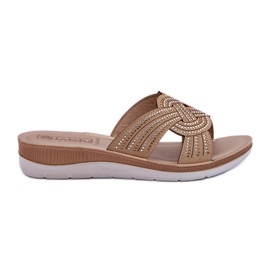 Komfortable dameflip-flops med cubic zirconias Inblu BV000037 Beige
