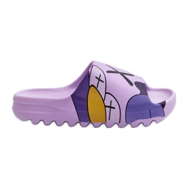 Gummi flip flops med lilla monstre print violet