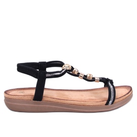 Isabey Sorte sandaler dekoreret med cubic zirconia