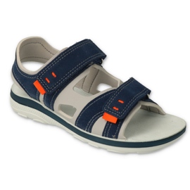 Befado børnesandaler med velcro, læderindsats 066X103, marineblå