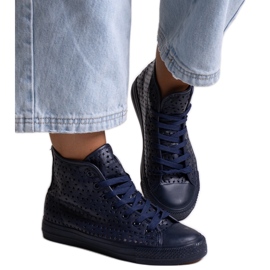 Bez marki Marineblå høje gennembrudte sneakers fra Shima