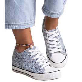 Bez marki Blå skinnende Jadwa sneakers