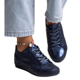 Bez marki Marineblå gennembrudt Safune sneakers