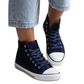 Bez marki Marineblå high-top openwork sneakers fra Madala
