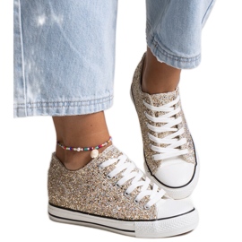 Bez marki Guld skinnende Jadwa high-top sneakers gylden