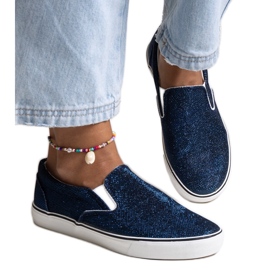 Marineblå skinnende sneakers fra Lublubah