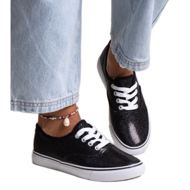 Merri sorte skinnende sneakers