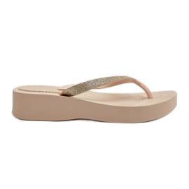 Dame-flip-flops med glitterrem 83386 Ipanema Mesh Chic Plat Fem Beige