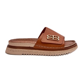 Zazoo 50101 læderflip-flops til kvinder på platformen, brun