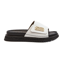 Zazoo 50101 læderflip-flops til kvinder på platform, hvid