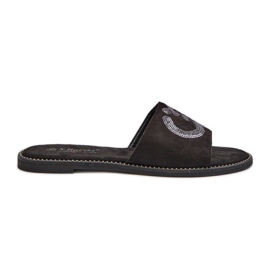 Flade flip flops til kvinder med pailletter S.Barski KV27-052 Sort