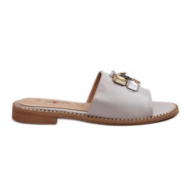 Kvindeflip-flops med dekorationer S.Barski KV27-031 Beige