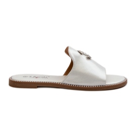 Elegante skinnende flip-flops til kvinder med dekoration S.Barski KV27-050 Sølv