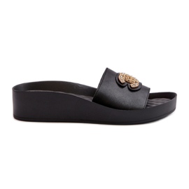 Elegante, lette dameflip-flops med dekoration, naturlæder S.Barski KV27-013, sort