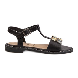 Elegante damesandaler med dekorative detaljer S.Barski KV27-030 Sort