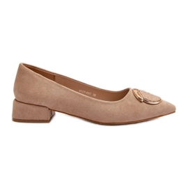 Lavhælede pumper lavet af Eco Suede S.Barski KV27-037 Beige