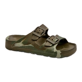 Letvægts skumflip-flops til drenge med spænder, mørkegrøn, Adirnaca