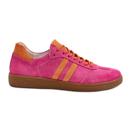 Zazoo N1068 Lave ruskindssneakers til kvinder Fuchsia lyserød