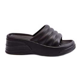 Letvægts skumflip-flops til kvinder på kile og platform, Black Tendrea sort