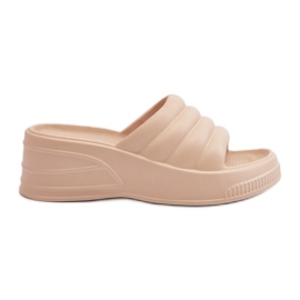 Letvægts flip-flops i skum til kvinder med kile og platform, beige Tendrea