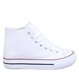 Preget White canvas high-top sneakers hvid