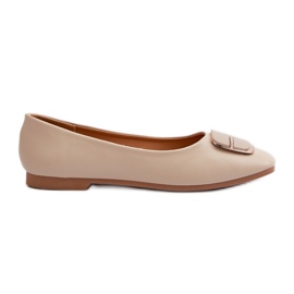 Dame Eco Læder Ballerinaer Med Dekoration, Beige Edoslli
