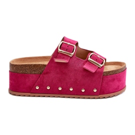 Kvinders flip-flops på en massiv platform med spænder Fuchsia Cremila lyserød
