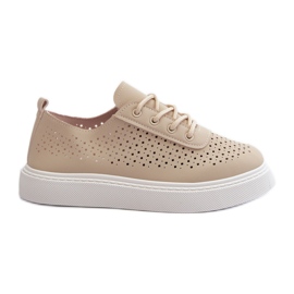 Beige Tanvi Openwork Sneakers på platformen
