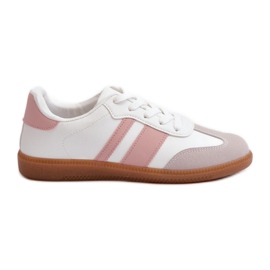 Kvinder Low Eco læder sneakers hvid og pink Relalia lyserød