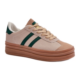 Platform Sneakers til kvinder Beige og Grøn Egelia