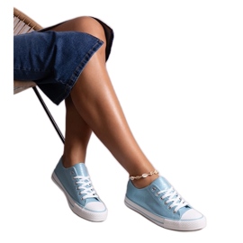Rashidah blå skinnende sneakers