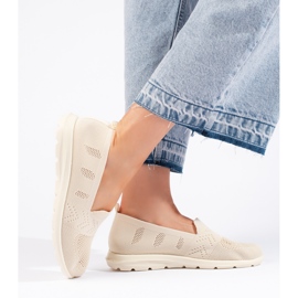 Kvinders beige tekstil slip-on