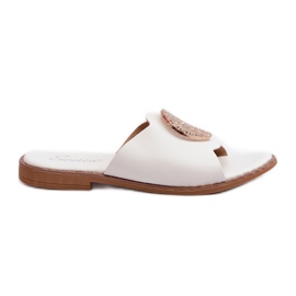 Flip-flops med flad hæl til kvinder med dekoration, hvid Rivashea