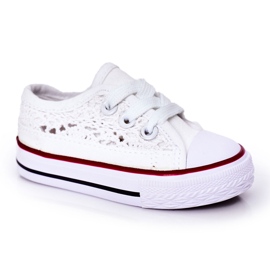 Børnesneakers med blonder, hvid