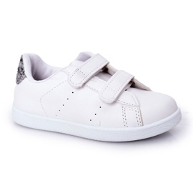 Velcro-sneakers til børn, hvid og sølv