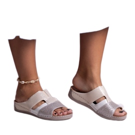 Beige Saminar skinnende flip-flops
