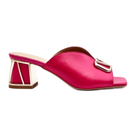 Læder Elegant kvinders hæle Laura Messi 2771 Fuchsia lyserød