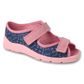 Befado børnetøfler med velcro 969Y171 pink blå