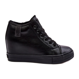Dame læder Wedge Sneakers Big Star MM274001 Sort