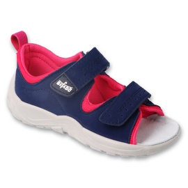 Befado børnesandaler spændt med velcro, marineblå/fuchsia 721P004