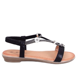 Hesna Sorte sandaler med zirkoner