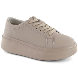 Dame lædersko på platform, mørk beige, Sergio Leone SP024
