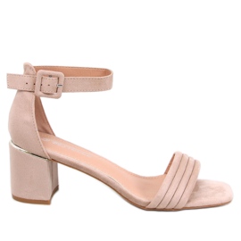 Rondeu Khaki højhælede damesandaler beige