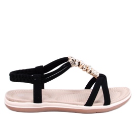 Haezz Sorte sandaler med dekorative zirkoner