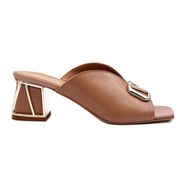 Elegante flip-flops med høj hæl til kvinder Laura Messi 2771 Beige