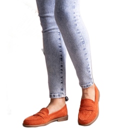 Orange Miralona fløjlsmokkasiner