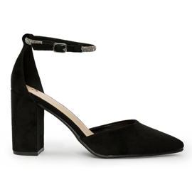 Suede sorte højhælede pumps