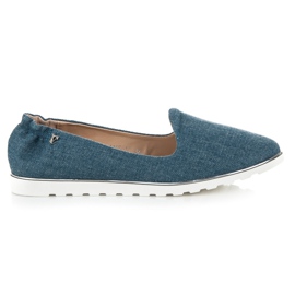Vices slip-on denim ballerinaer blå