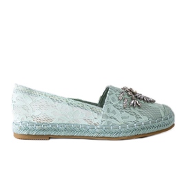 Grønne espadriller med herlige rhinsten