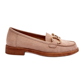 Vinceza Kvinders beige ruskindsmokkasiner med gulddekoration